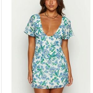 Beginning Boutique Blue Floral Mini Dress